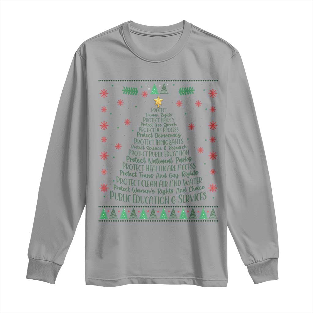 Ugly Activist Christmas Tree Long Sleeve Shirt Human Rights Xmas Gift TS12 Sport Gray Print Your Wear