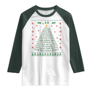 Ugly Activist Christmas Tree Raglan Shirt Human Rights Xmas Gift TS12 White Dark Forest Green Print Your Wear