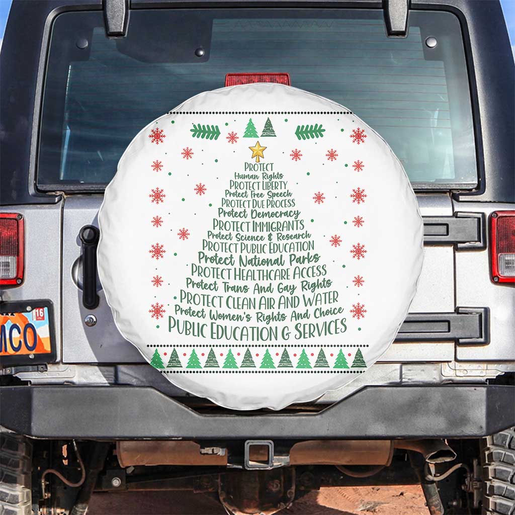 Ugly Activist Christmas Tree Spare Tire Cover Human Rights Xmas Gift TS12 No hole White Print Your Wear