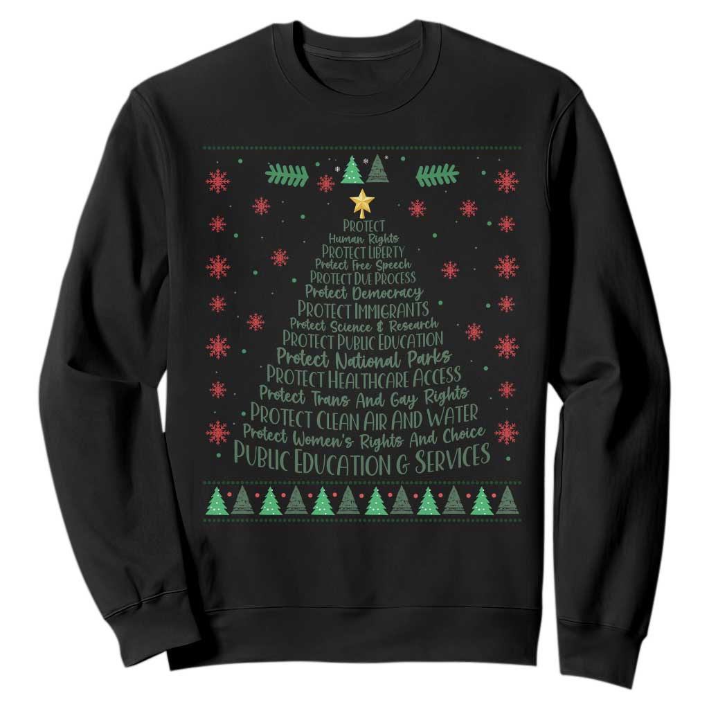 Ugly Activist Christmas Tree Sweatshirt Human Rights Xmas Gift TS12 Black Print Your Wear