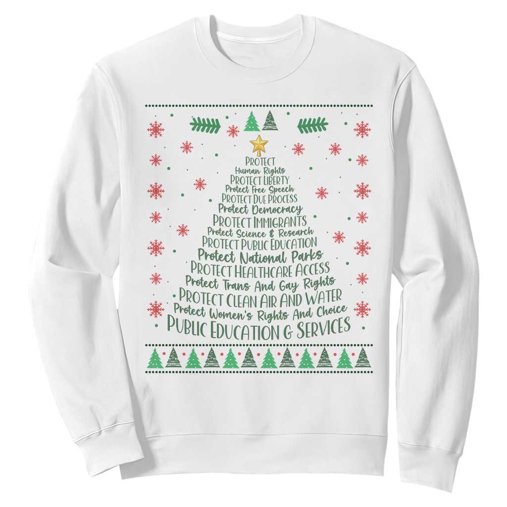 Ugly Activist Christmas Tree Sweatshirt Human Rights Xmas Gift TS12 White Print Your Wear