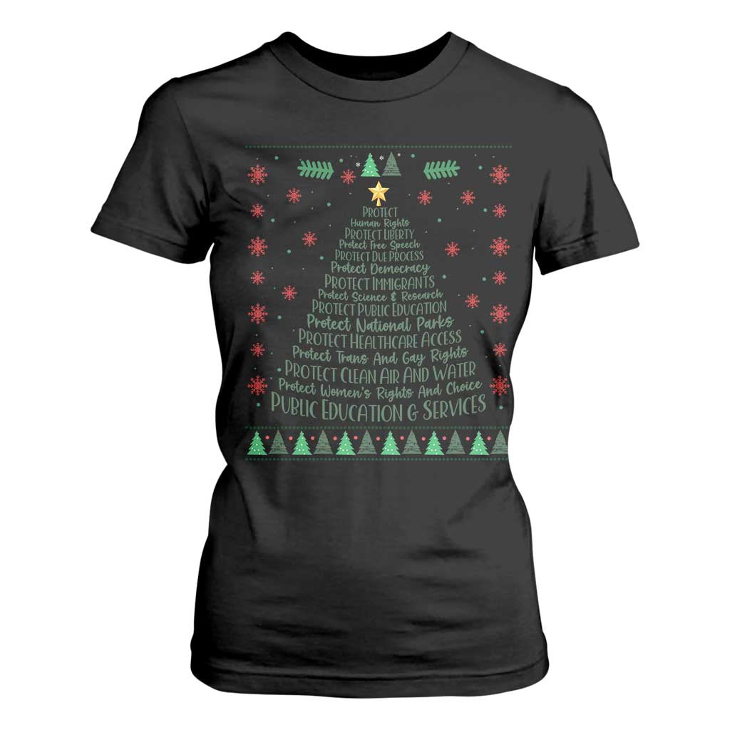 Ugly Activist Christmas Tree T Shirt For Women Human Rights Xmas Gift TS12 Black Print Your Wear