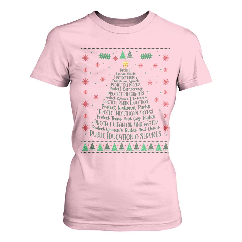 Ugly Activist Christmas Tree T Shirt For Women Human Rights Xmas Gift TS12 Light Pink Print Your Wear