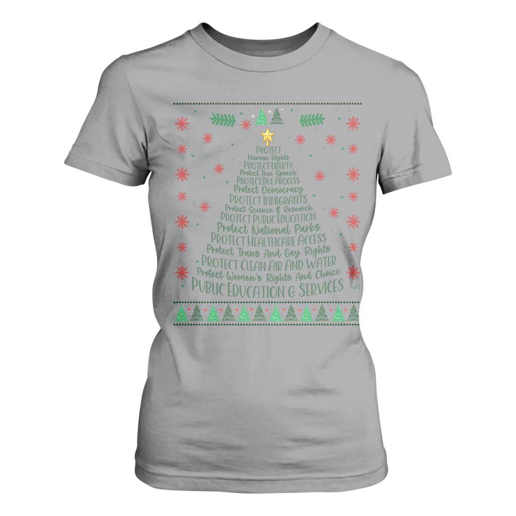 Ugly Activist Christmas Tree T Shirt For Women Human Rights Xmas Gift TS12 Sport Gray Print Your Wear