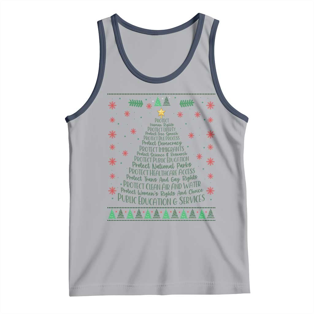 Ugly Activist Christmas Tree Tank Top Human Rights Xmas Gift TS12 Athletic Heather Navy Print Your Wear