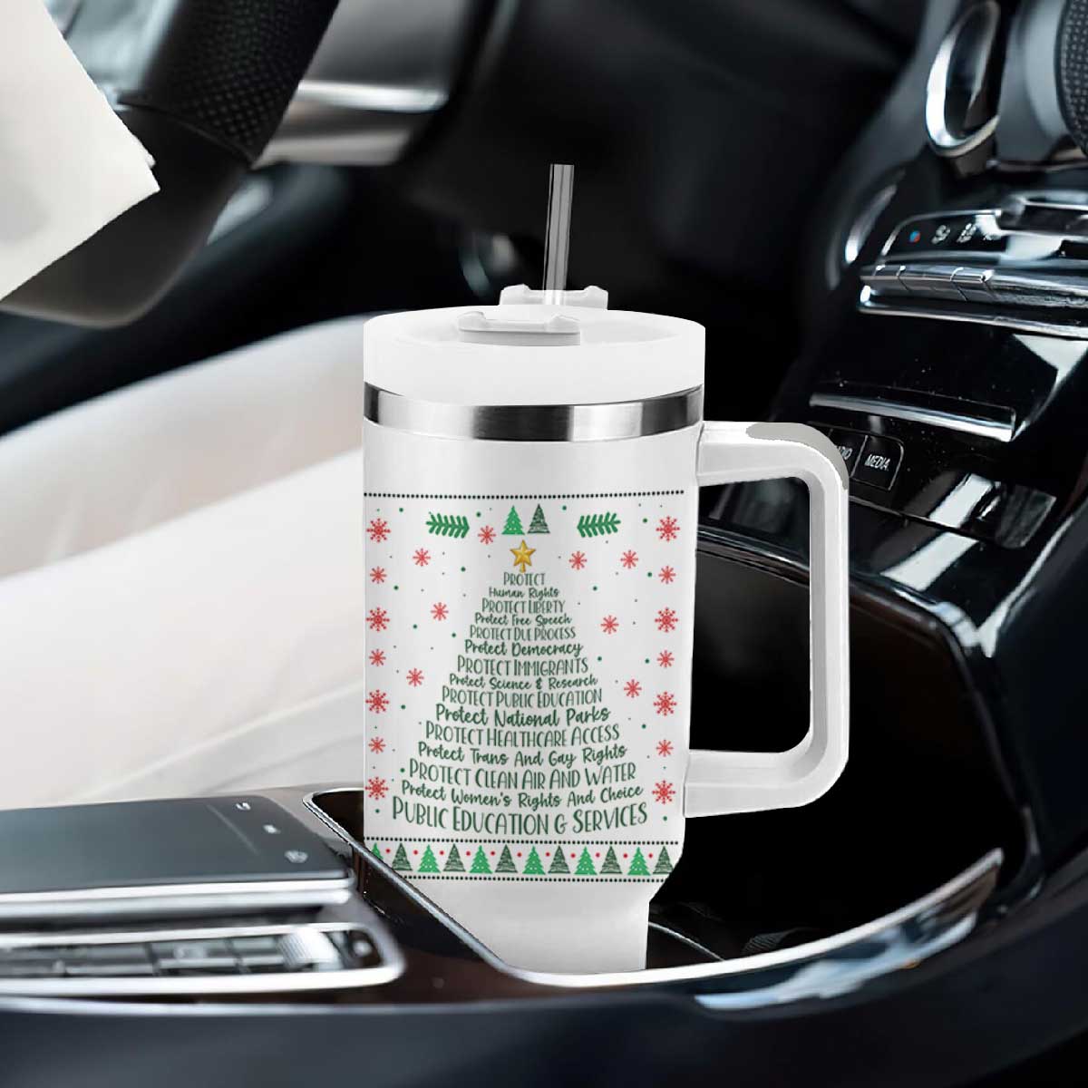 Ugly Activist Christmas Tree Tumbler With Handle Human Rights Xmas Gift TS12 Print Your Wear