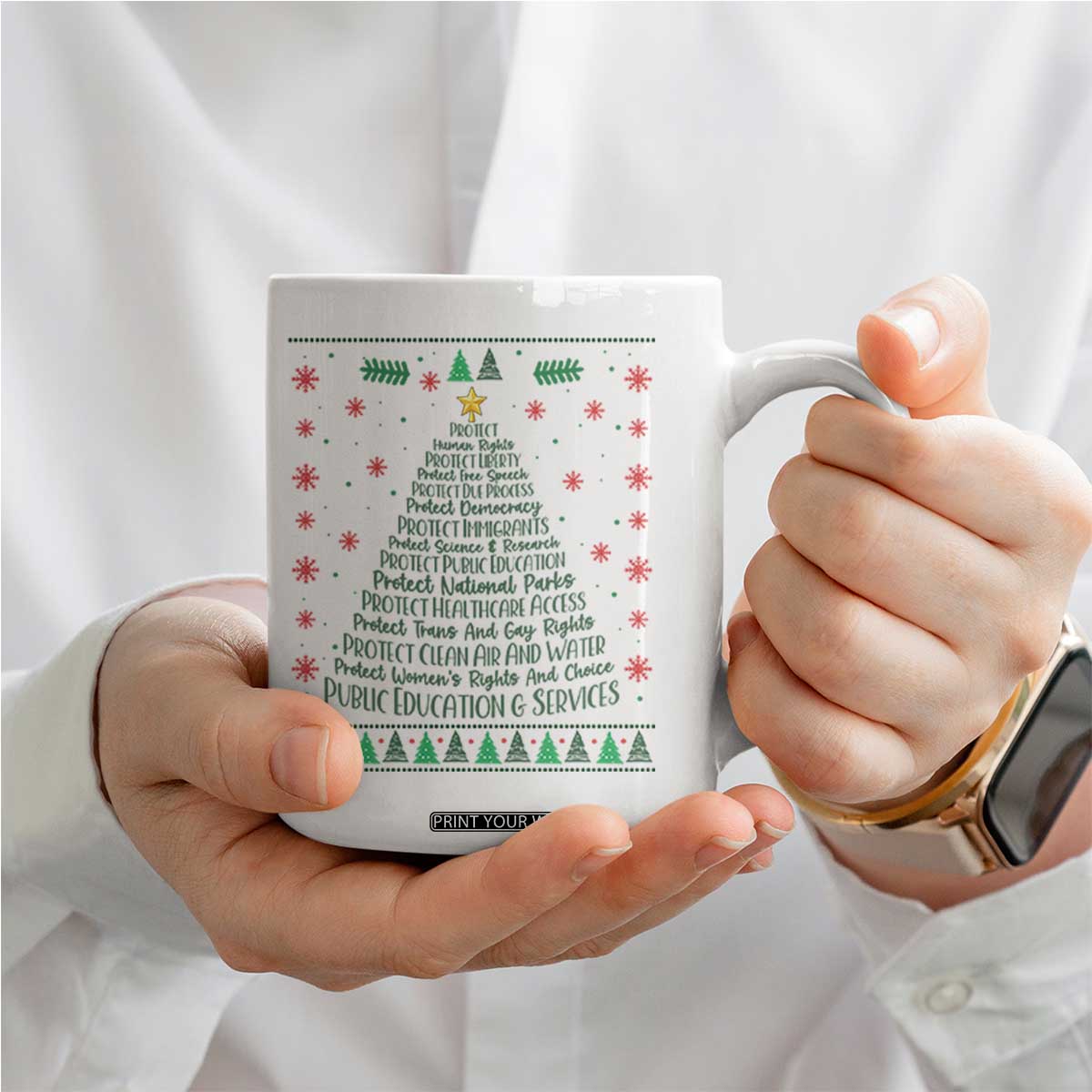 Ugly Activist Christmas Tree Coffee Mug Human Rights Xmas Gift TS12 Print Your Wear