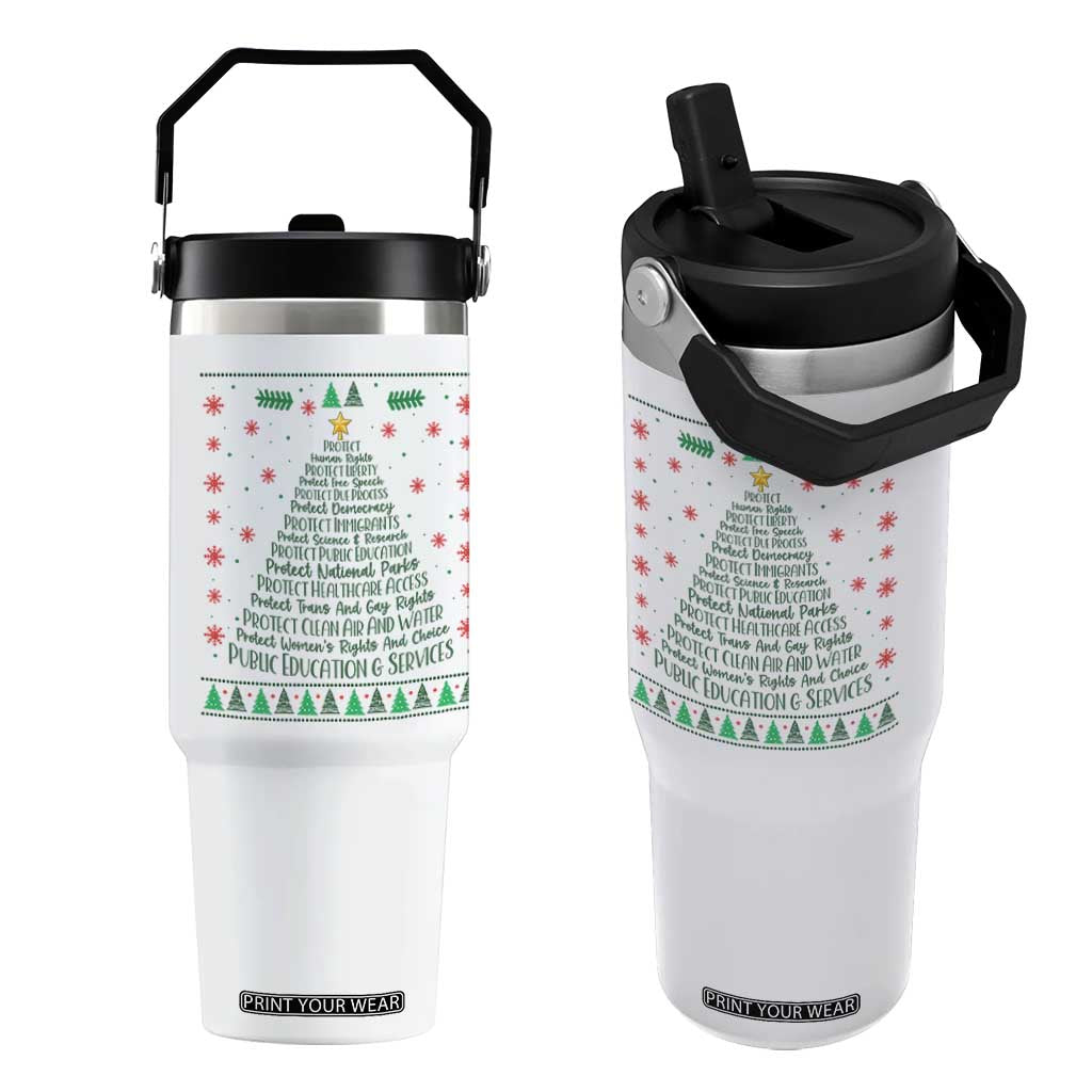 Ugly Activist Christmas Tree Flip Straw Tumbler Human Rights Xmas Gift TS12 One Size: 30 oz White Print Your Wear