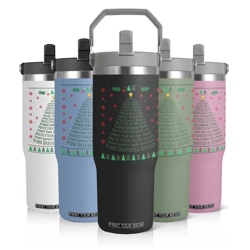 Ugly Activist Christmas Tree Flip Straw Tumbler Human Rights Xmas Gift TS12 Print Your Wear