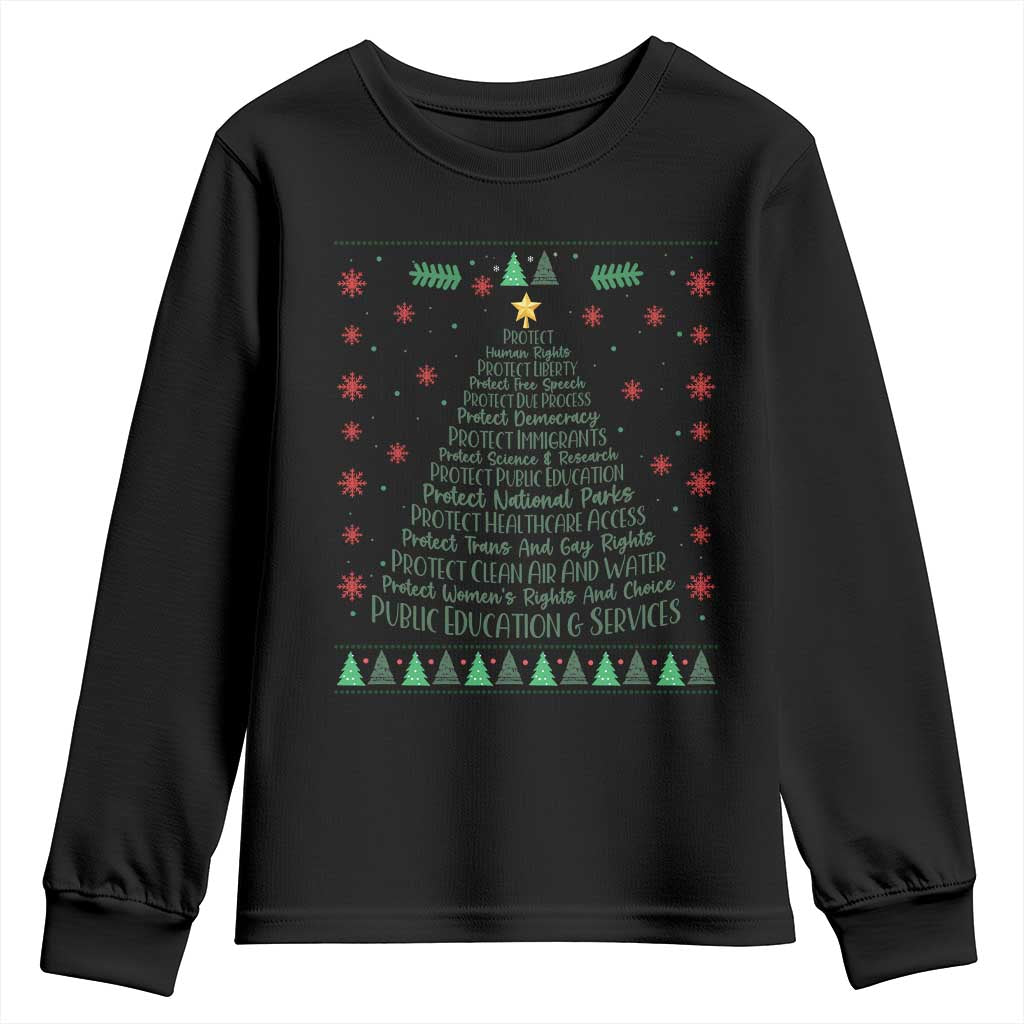 Ugly Activist Christmas Tree Youth Sweatshirt Human Rights Xmas Gift TS12 Black Print Your Wear