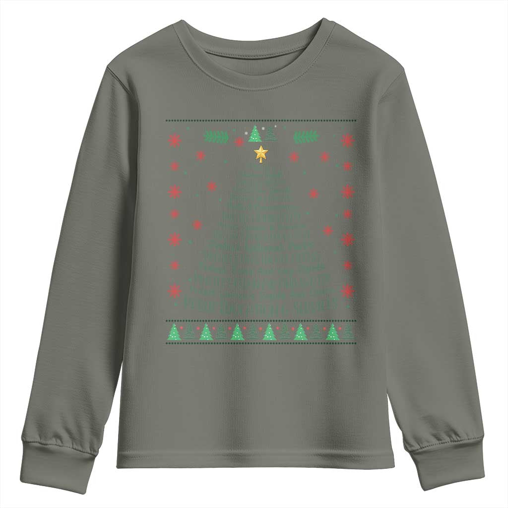 Ugly Activist Christmas Tree Youth Sweatshirt Human Rights Xmas Gift TS12 Military Green Print Your Wear