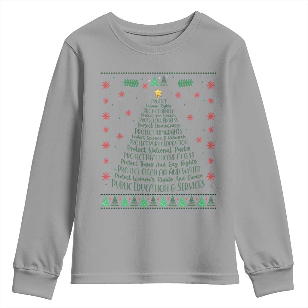 Ugly Activist Christmas Tree Youth Sweatshirt Human Rights Xmas Gift TS12 Sport Gray Print Your Wear