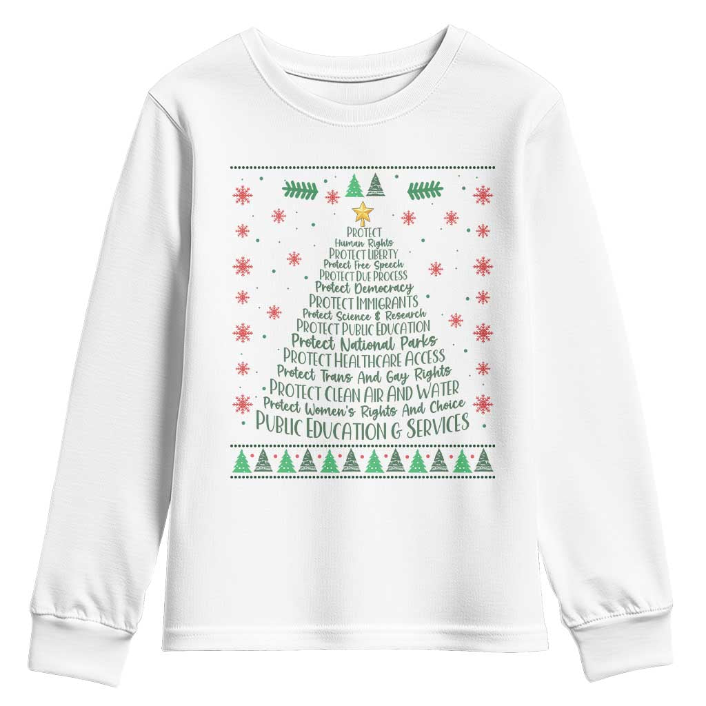 Ugly Activist Christmas Tree Youth Sweatshirt Human Rights Xmas Gift TS12 White Print Your Wear