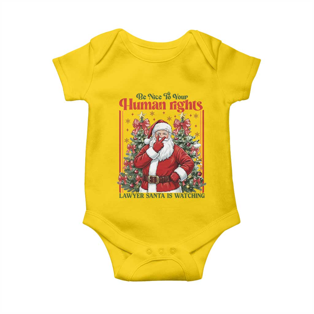 Christmas Gift Baby Onesie Be Nice To Your Human Rights Lawyer Santa Is Watching TS12 Daisy Print Your Wear