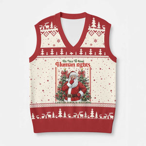 Xmas Gift V-Neck Knit Sweater Vest Be Nice To Your Human Rights Lawyer Santa Is Watching TS12 Beige Red Print Your Wear
