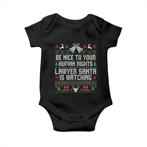 Christmas Ugly Gift Baby Onesie Funny Human Rights Lawyer Santa Is Watching TS12 Black Print Your Wear