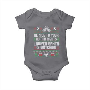 Christmas Ugly Gift Baby Onesie Funny Human Rights Lawyer Santa Is Watching TS12 Charcoal Print Your Wear