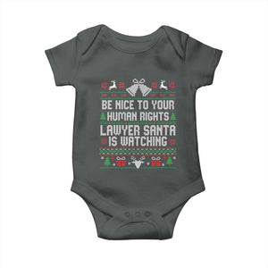 Christmas Ugly Gift Baby Onesie Funny Human Rights Lawyer Santa Is Watching TS12 Dark Heather Print Your Wear