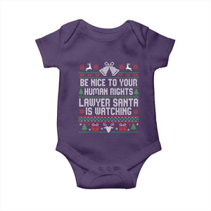 Christmas Ugly Gift Baby Onesie Funny Human Rights Lawyer Santa Is Watching TS12 Purple Print Your Wear