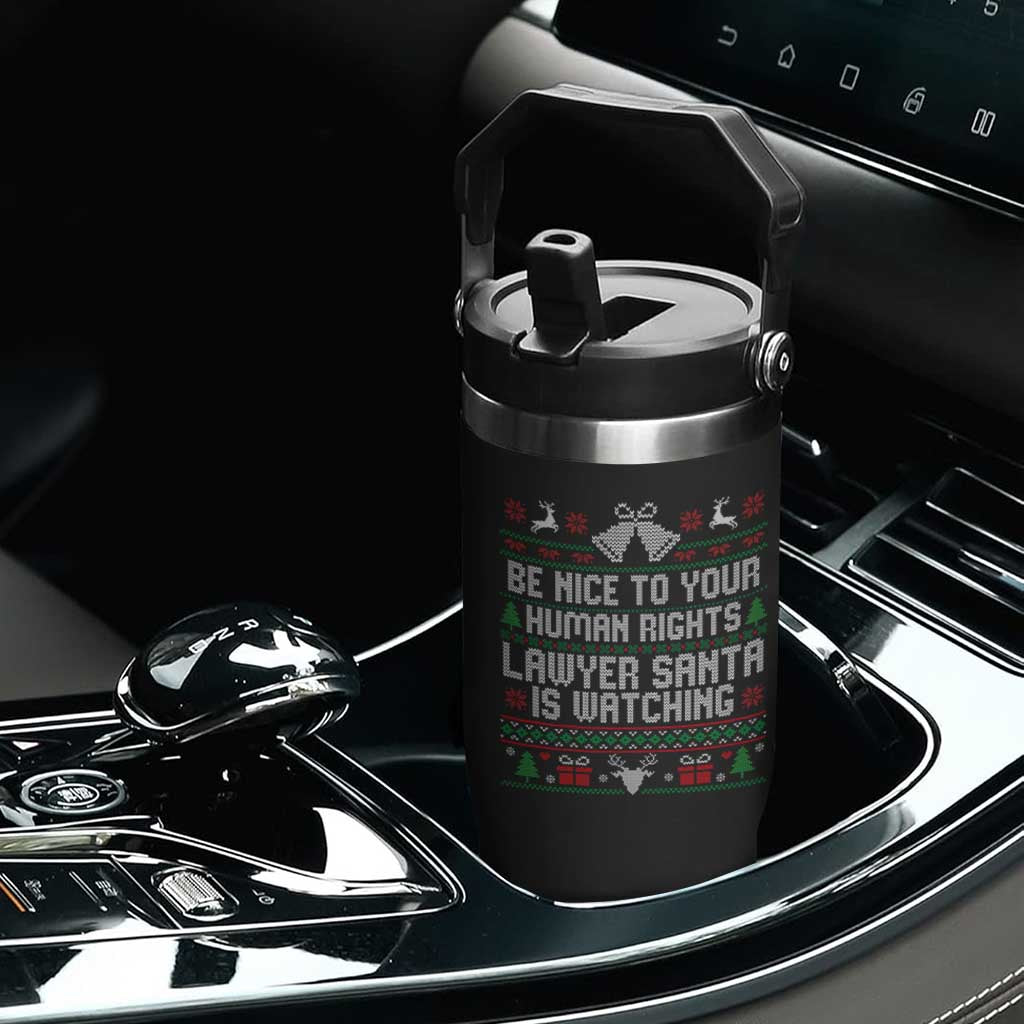 Christmas Ugly Gift Flip Straw Tumbler Funny Human Rights Lawyer Santa Is Watching TS12 Print Your Wear