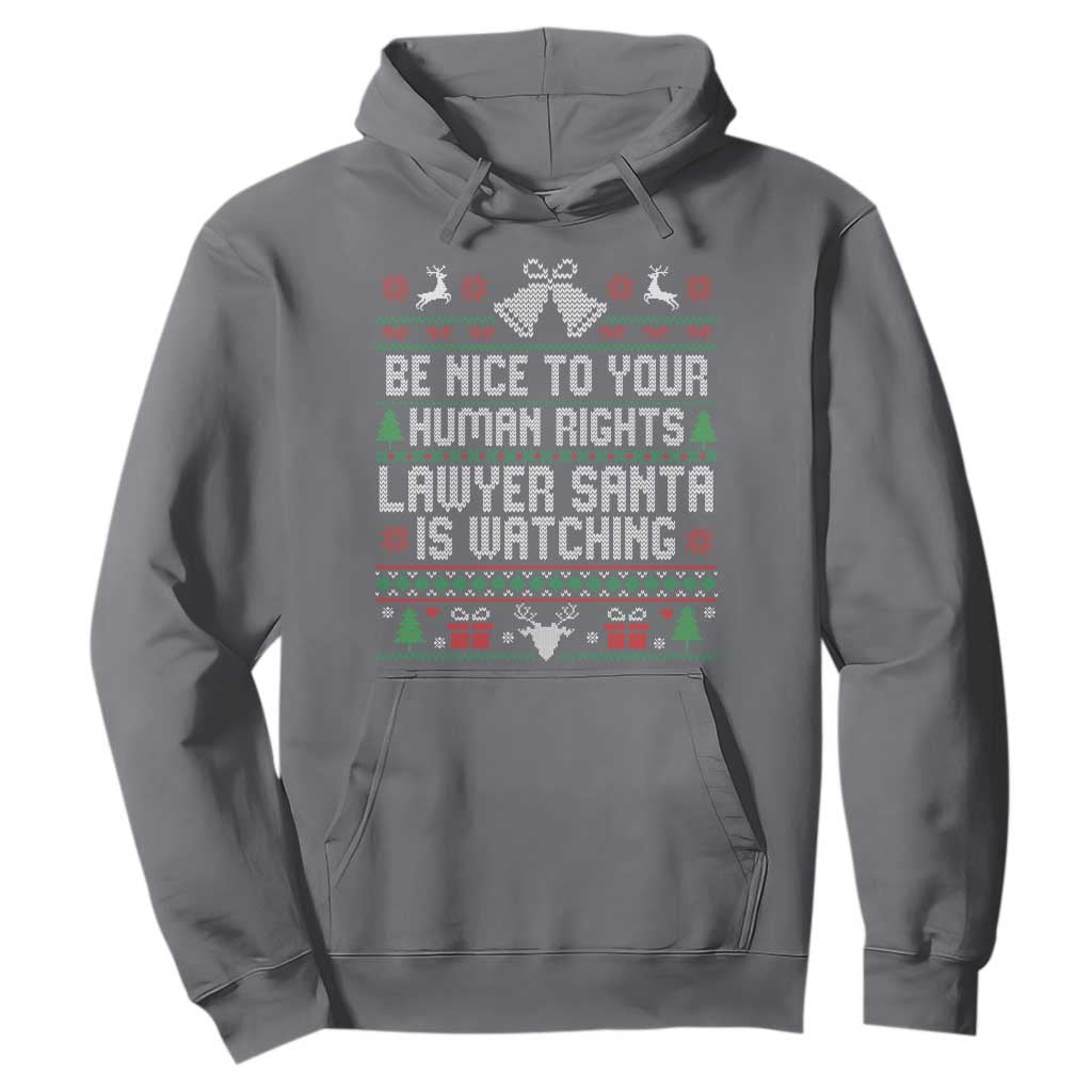 Christmas Ugly Gift Hoodie Funny Human Rights Lawyer Santa Is Watching TS12 Charcoal Print Your Wear