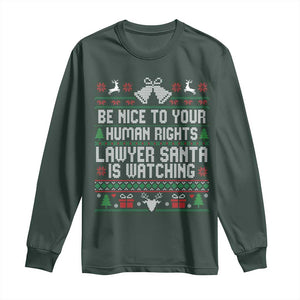 Christmas Ugly Gift Long Sleeve Shirt Funny Human Rights Lawyer Santa Is Watching TS12 Dark Forest Green Print Your Wear