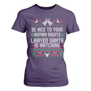 Christmas Ugly Gift T Shirt For Women Funny Human Rights Lawyer Santa Is Watching TS12 Purple Print Your Wear