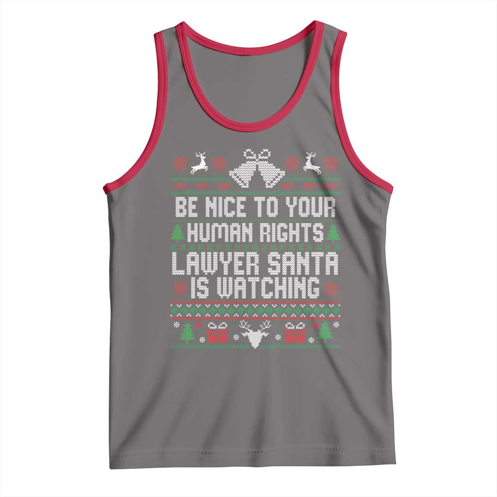 Christmas Ugly Gift Tank Top Funny Human Rights Lawyer Santa Is Watching TS12 Deep Heather Red Print Your Wear