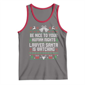 Christmas Ugly Gift Tank Top Funny Human Rights Lawyer Santa Is Watching TS12 Deep Heather Red Print Your Wear