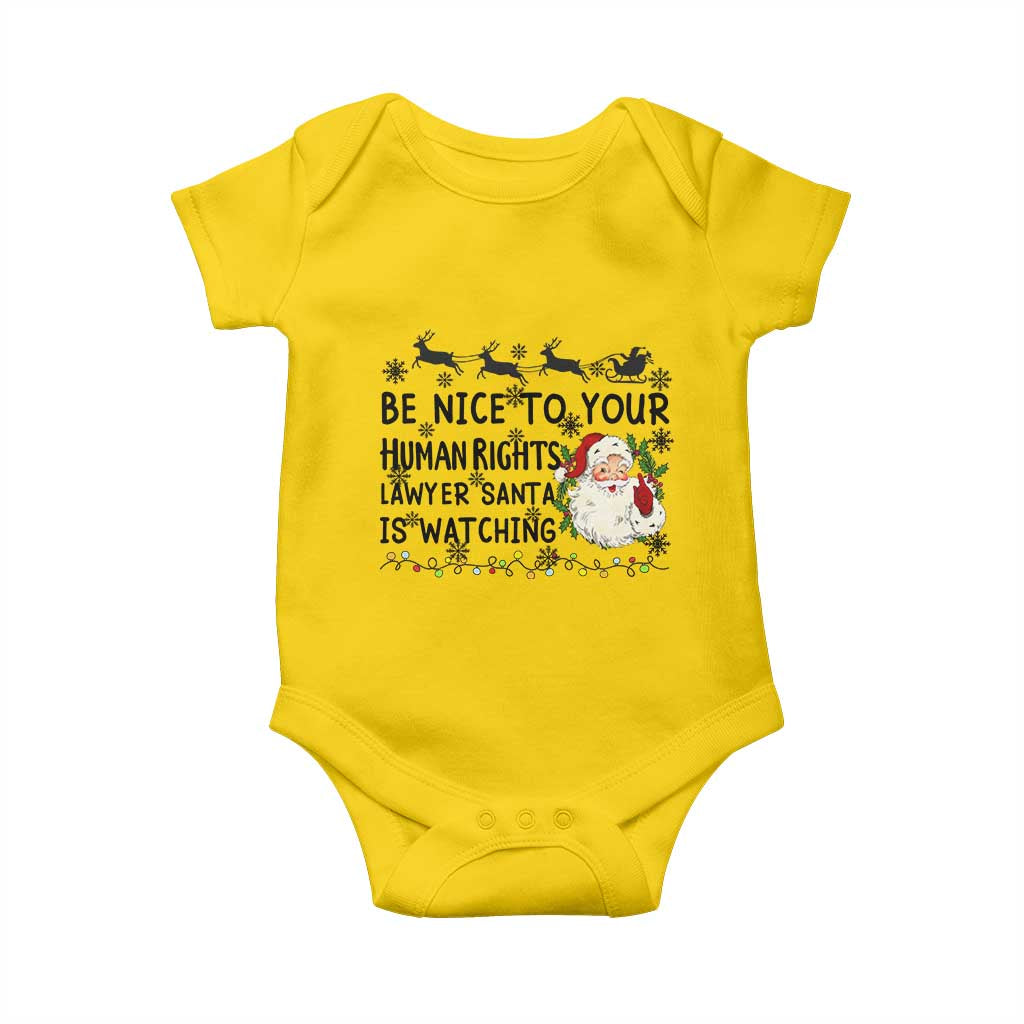 Funny Human Rights Lawyer Christmas Santa Is Watching Gift Baby Onesie TS12 Daisy Print Your Wear