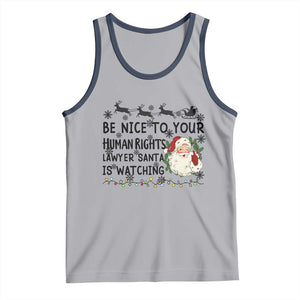 Funny Human Rights Lawyer Christmas Santa Is Watching Gift Tank Top TS12 Athletic Heather Navy Print Your Wear