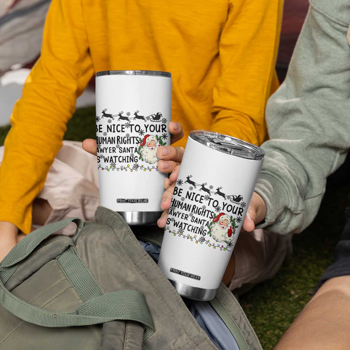 Funny Human Rights Lawyer Christmas Santa Is Watching Gift Tumbler Cup TS12 Print Your Wear