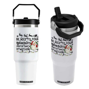 Funny Human Rights Lawyer Christmas Santa Is Watching Gift Flip Straw Tumbler TS12 One Size: 30 oz White Print Your Wear