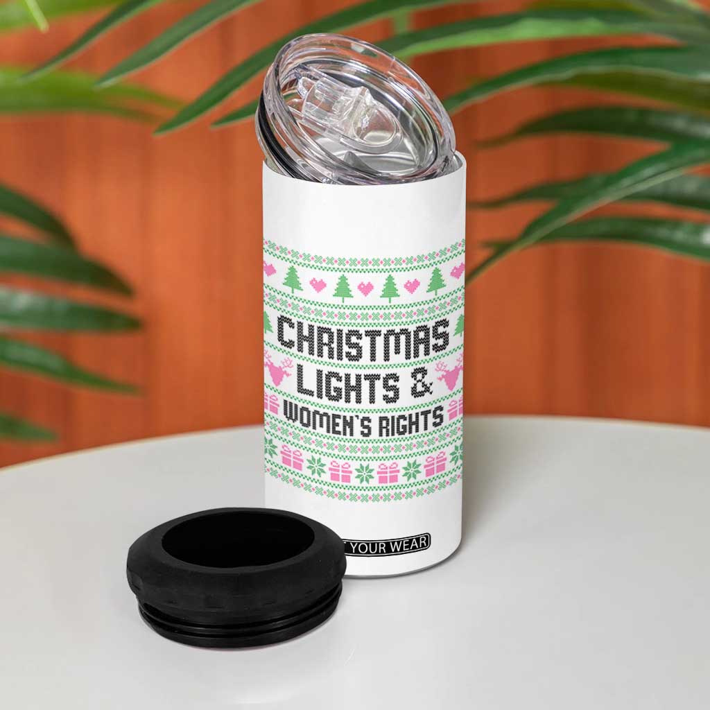 Christmas Lights And Womens Rights 4 in 1 Can Cooler Tumbler Equality Feminist Gift TS12 Print Your Wear