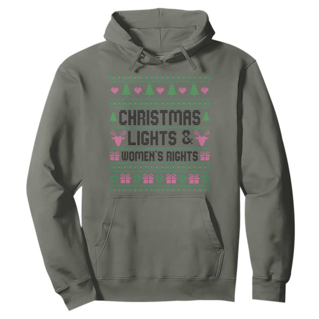 Christmas Lights And Womens Rights Hoodie Equality Feminist Gift TS12 Military Green Print Your Wear