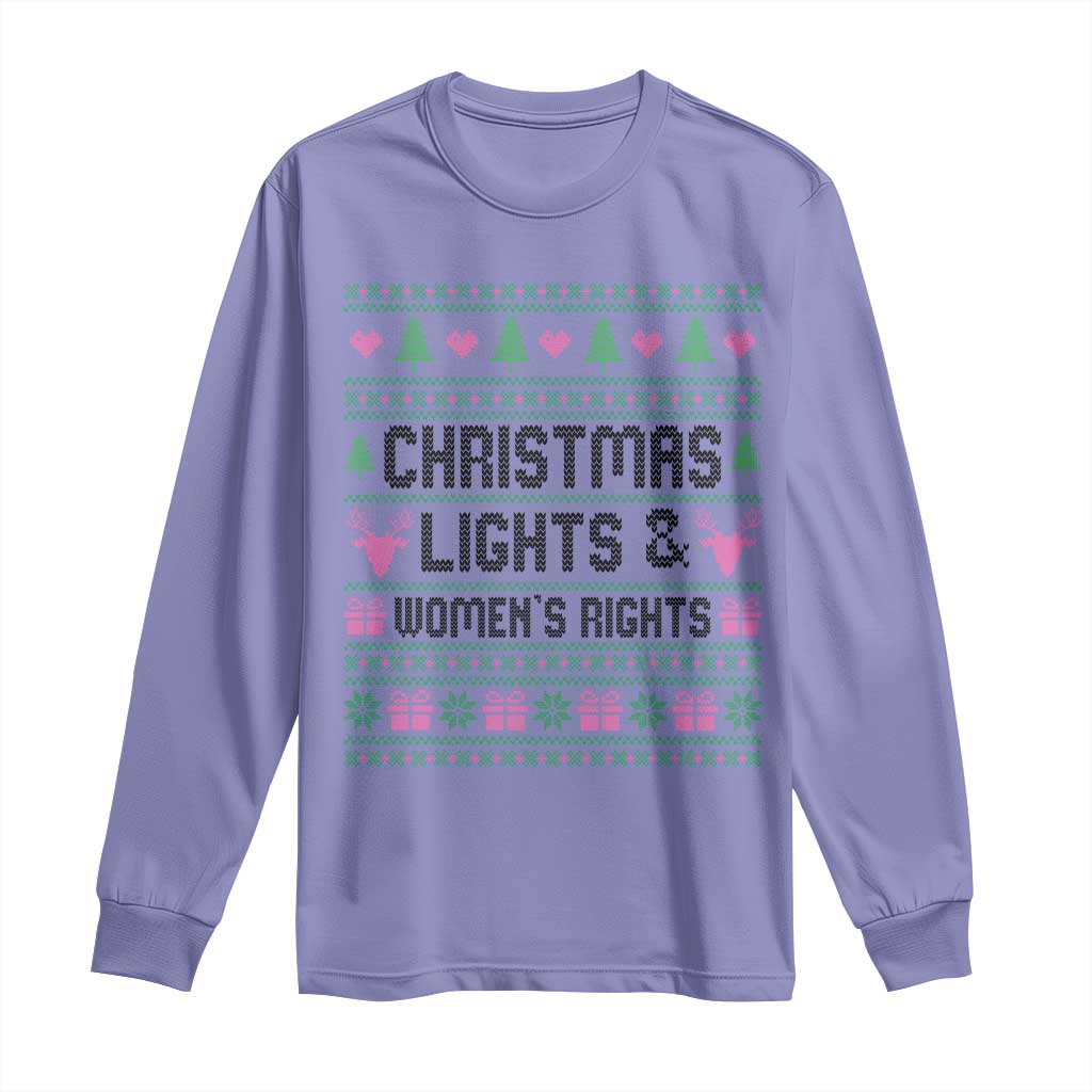 Christmas Lights And Womens Rights Long Sleeve Shirt Equality Feminist Gift TS12 Violet Print Your Wear
