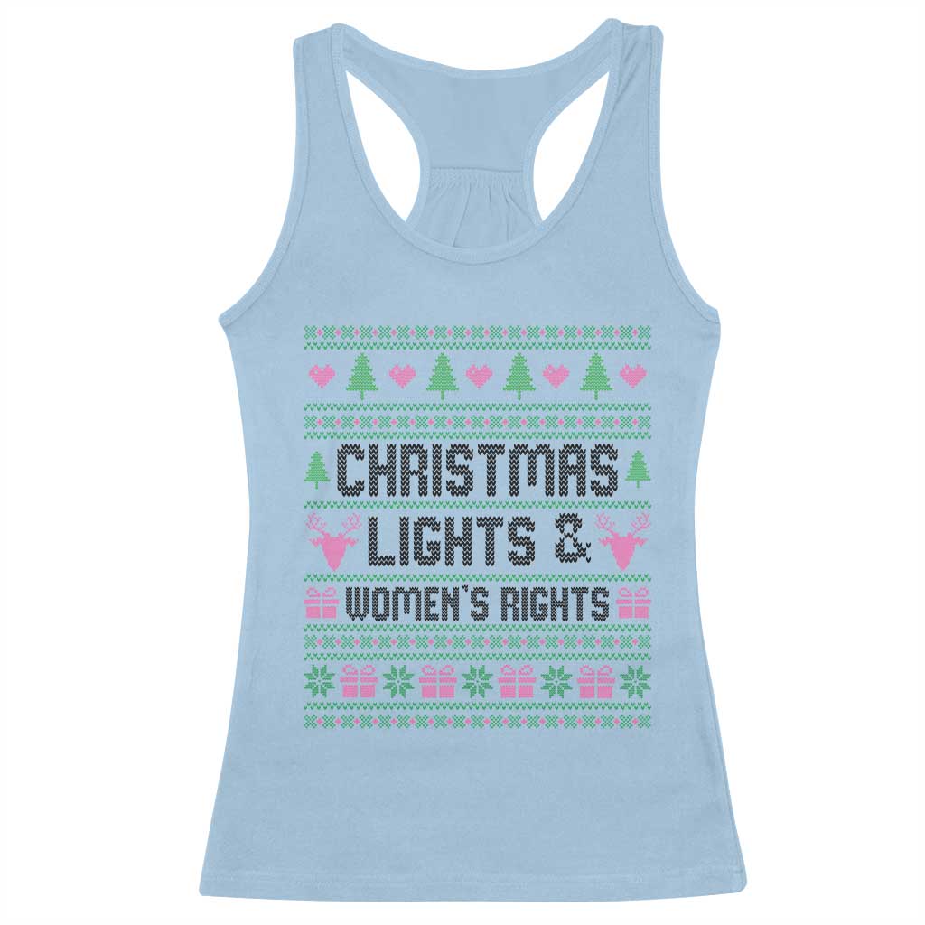 Christmas Lights And Womens Rights Racerback Tank Top Equality Feminist Gift TS12 Light Blue Print Your Wear