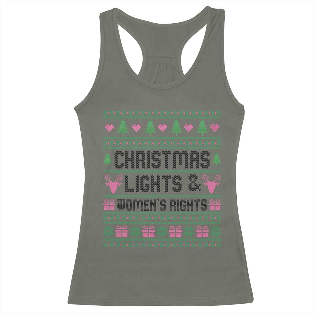 Christmas Lights And Womens Rights Racerback Tank Top Equality Feminist Gift TS12 Military Green Print Your Wear