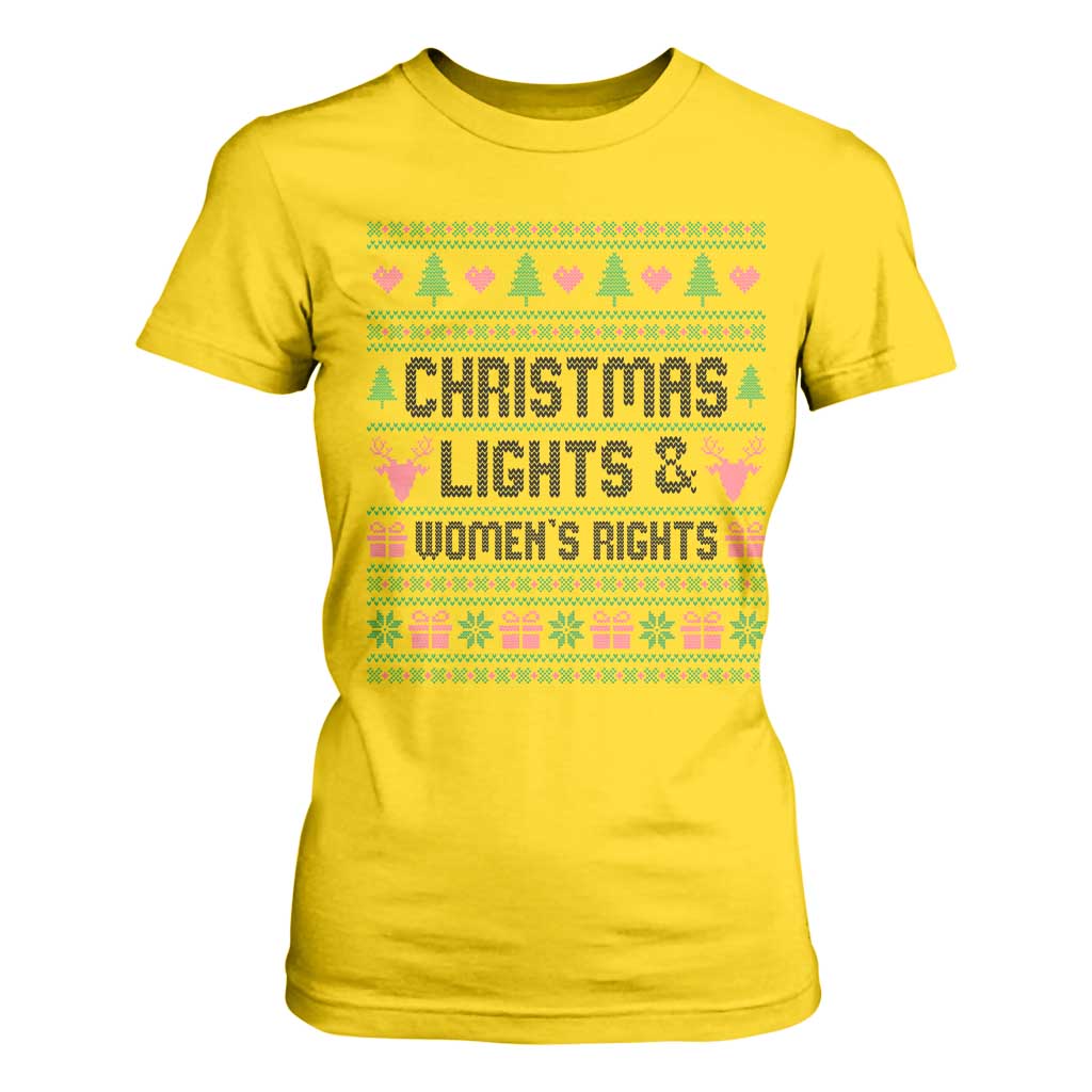 Christmas Lights And Womens Rights T Shirt For Women Equality Feminist Gift TS12 Daisy Print Your Wear