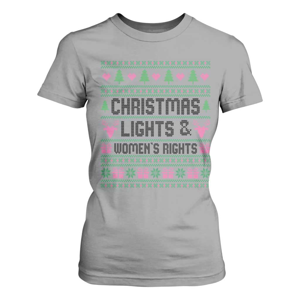 Christmas Lights And Womens Rights T Shirt For Women Equality Feminist Gift TS12 Sport Gray Print Your Wear