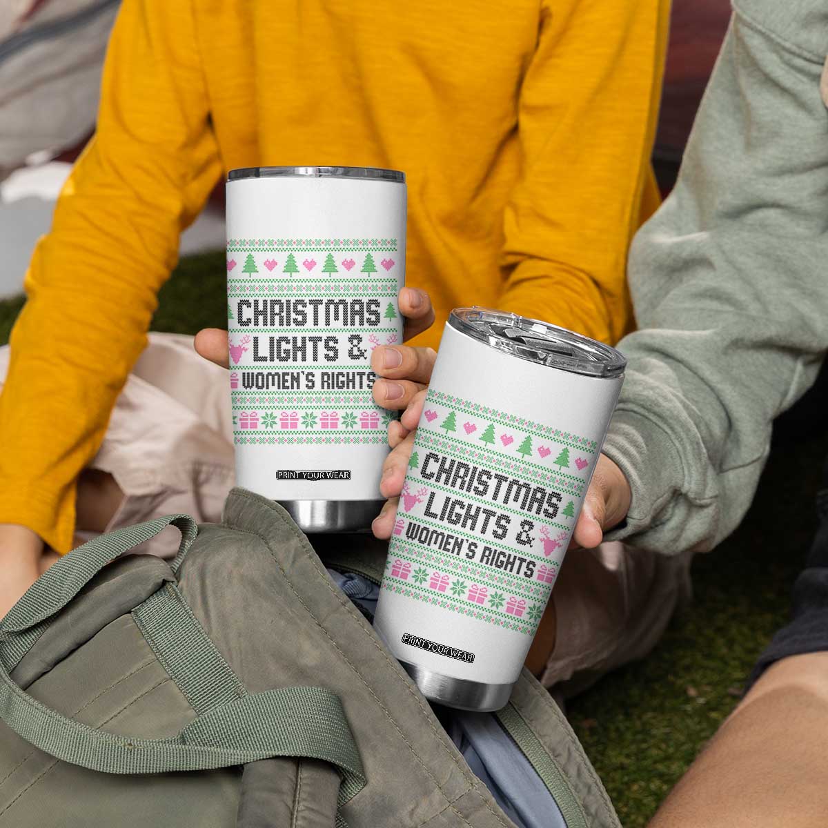 Christmas Lights And Womens Rights Tumbler Cup Equality Feminist Gift TS12 Print Your Wear