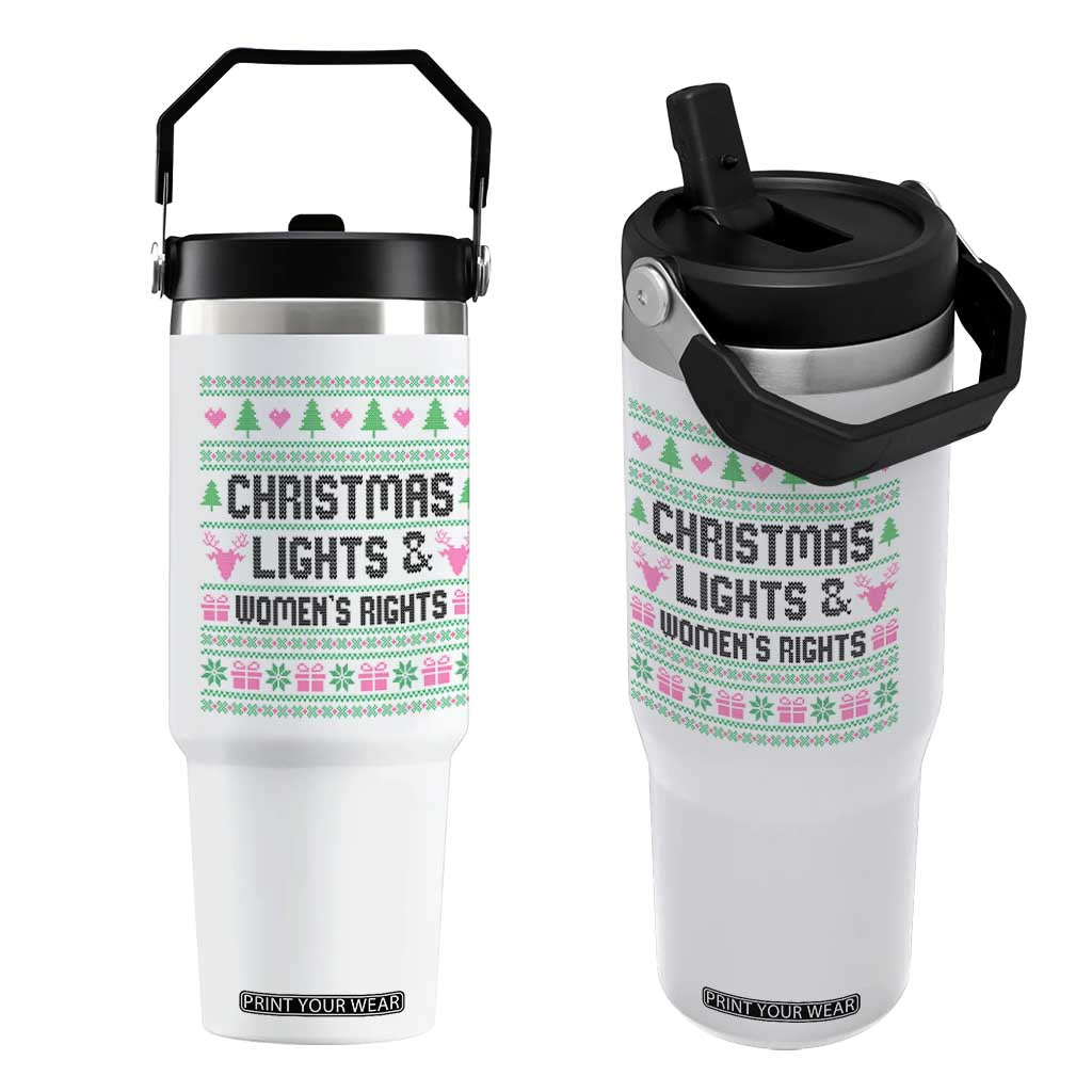 Christmas Lights And Womens Rights Flip Straw Tumbler Equality Feminist Gift TS12 One Size: 30 oz White Print Your Wear