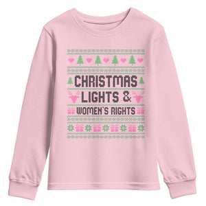 Christmas Lights And Womens Rights Youth Sweatshirt Equality Feminist Gift TS12 Light Pink Print Your Wear