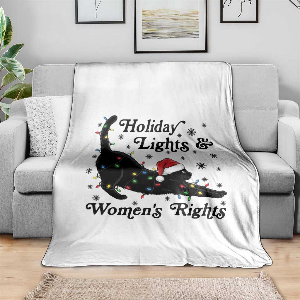 Sexy Cat Holiday Lights Womens Rights Supporter Throw Blanket Christmas Feminist Gift TS12 Print Your Wear