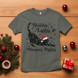 Sexy Cat Holiday Lights Womens Rights Supporter T Shirt Christmas Feminist Gift TS12 Military Green Print Your Wear