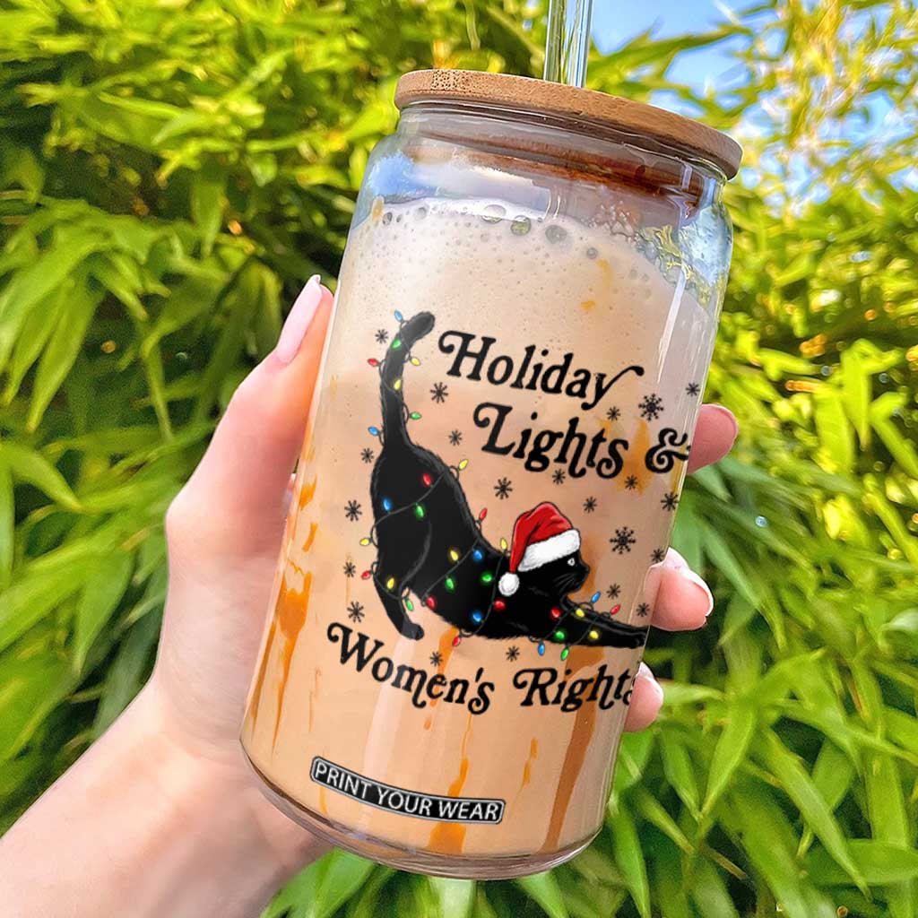 Sexy Cat Holiday Lights Womens Rights Supporter Glass Can Christmas Feminist Gift TS12 White Print Your Wear