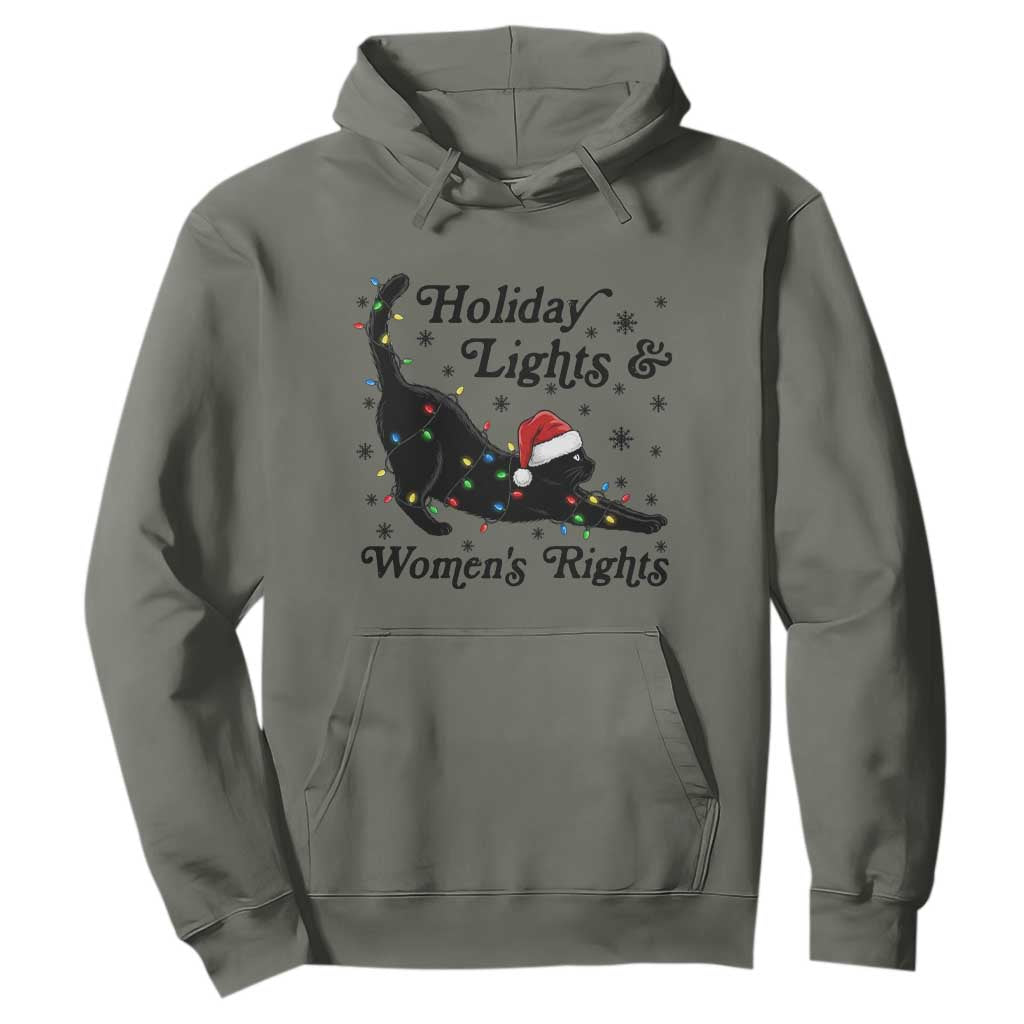 Sexy Cat Holiday Lights Womens Rights Supporter Hoodie Christmas Feminist Gift TS12 Military Green Print Your Wear