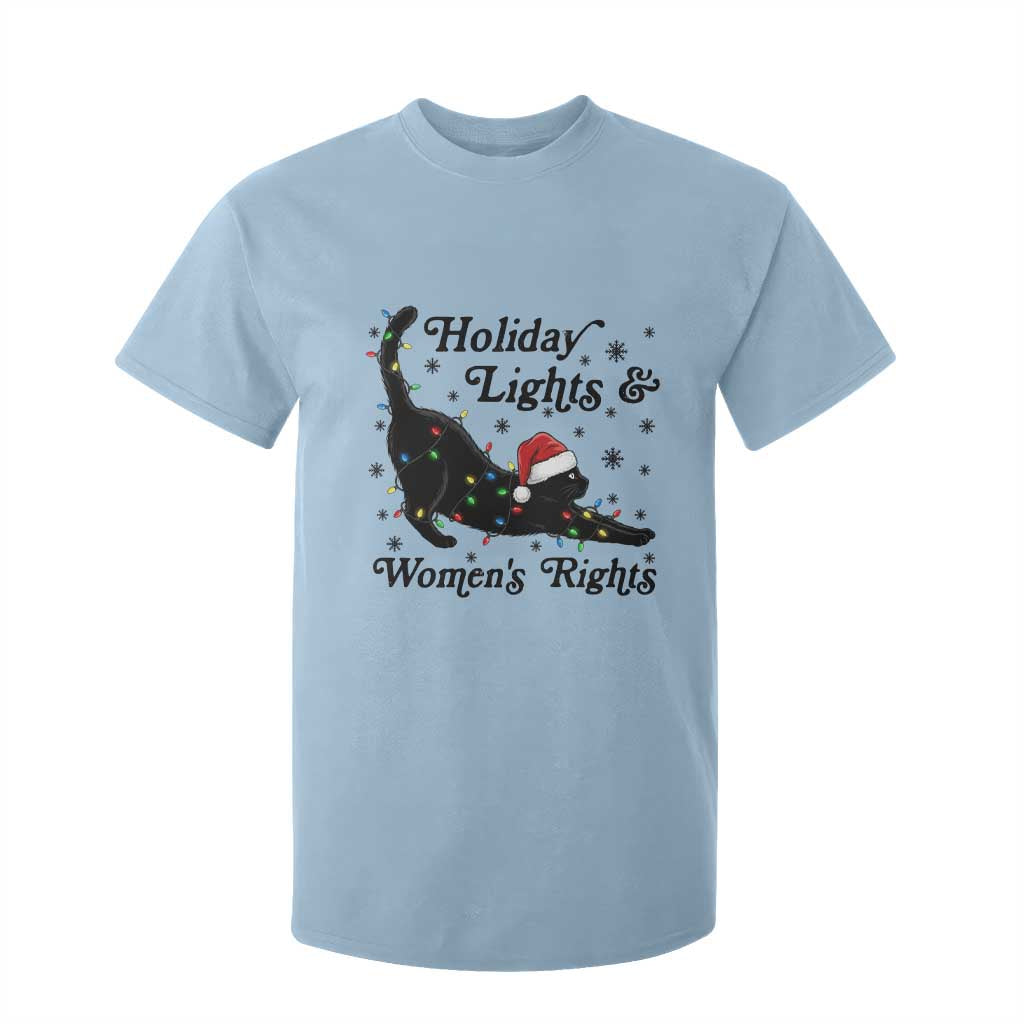 Sexy Cat Holiday Lights Womens Rights Supporter T Shirt For Kid Christmas Feminist Gift TS12 Light Blue Print Your Wear