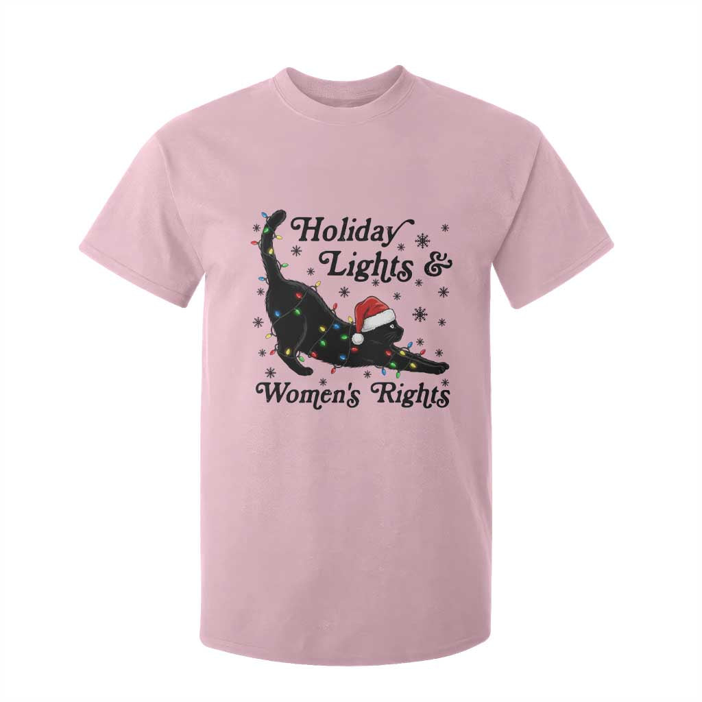 Sexy Cat Holiday Lights Womens Rights Supporter T Shirt For Kid Christmas Feminist Gift TS12 Light Pink Print Your Wear