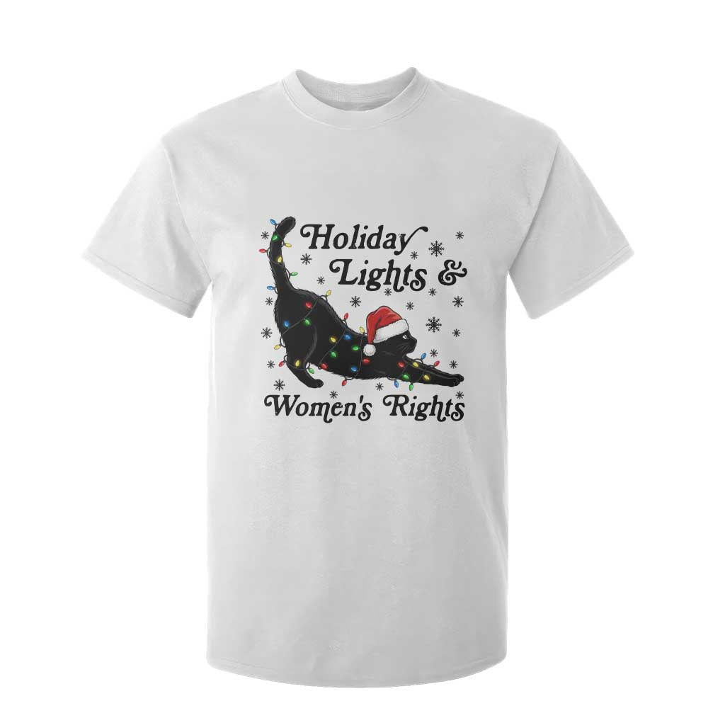Sexy Cat Holiday Lights Womens Rights Supporter T Shirt For Kid Christmas Feminist Gift TS12 White Print Your Wear